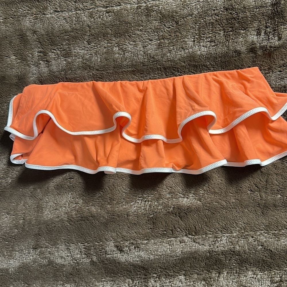 CARMEN MARC VALVO Ruffle Bandeau Bikini Set Sun Coral Sz Med - Picture 2 of 10